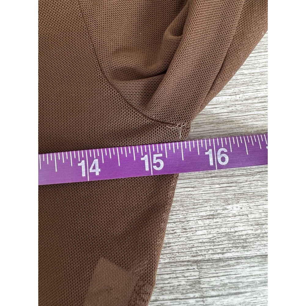 Y2K Brown Sheer Mesh Lace Trim Cropped Button Front Long Sleeve Top M Coquette - Picture 12 of 14